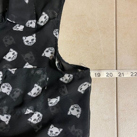 No Boundaries Cat Sheer Button Up Sleeveless BlouseLarge 11/13 - Picture 11 of 12